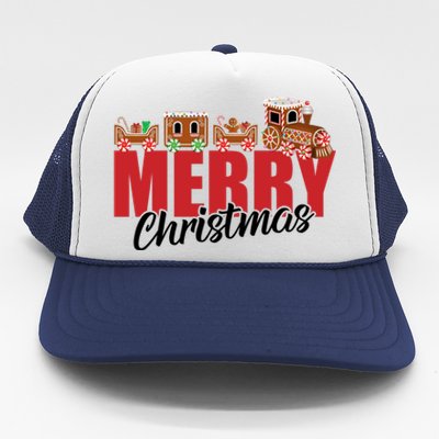 Merry Christmas Pajama Cookie Train Gingerbread Candy Cane Trucker Hat