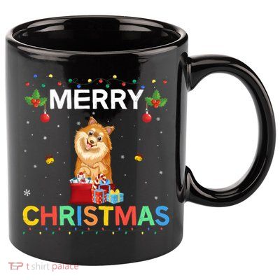 Merry Christmas Pomeranian Dog Lovers Xmas Holiday Party Gift 11oz C Handle Ceramic Mug