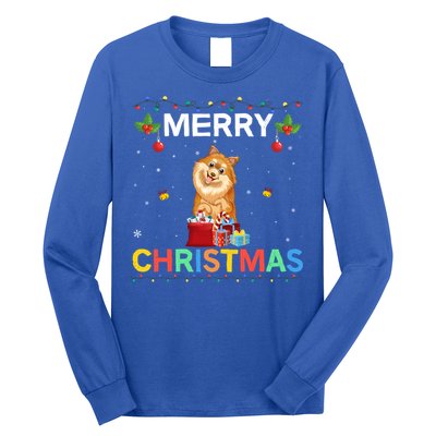 Merry Christmas Pomeranian Dog Lovers Xmas Holiday Party Gift Long Sleeve Shirt