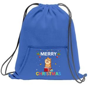 Merry Christmas Pomeranian Dog Lovers Xmas Holiday Party Gift Sweatshirt Cinch Pack Bag