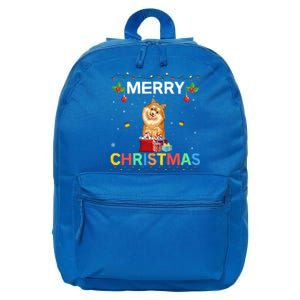 Merry Christmas Pomeranian Dog Lovers Xmas Holiday Party Gift 16 in Basic Backpack