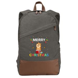 Merry Christmas Pomeranian Dog Lovers Xmas Holiday Party Gift Cotton Canvas Backpack