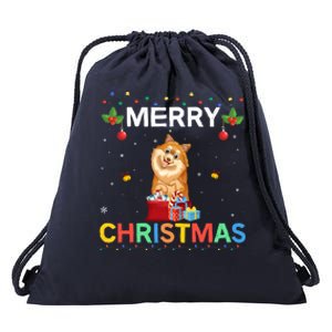 Merry Christmas Pomeranian Dog Lovers Xmas Holiday Party Gift Drawstring Bag