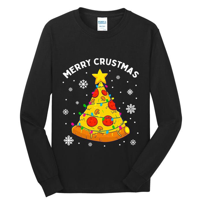 Merry Crustmas Pizza Christmas Tree Xmas Gifts Tall Long Sleeve T-Shirt