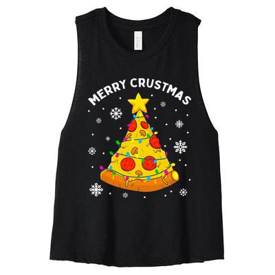 Merry Crustmas Pizza Christmas Tree Xmas Gifts Women's Racerback Cropped Tank