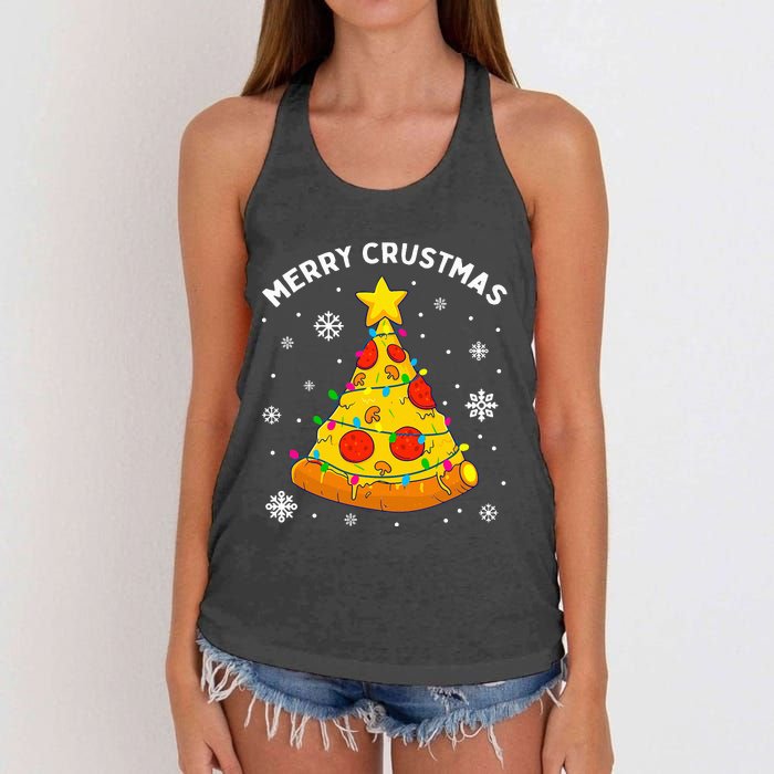 Merry Crustmas Pizza Christmas Tree Xmas Gifts Women's Knotted Racerback Tank