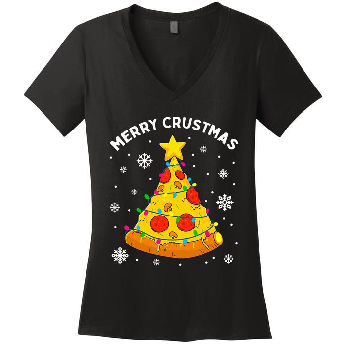 Merry Crustmas Pizza Christmas Tree Xmas Gifts Women's V-Neck T-Shirt