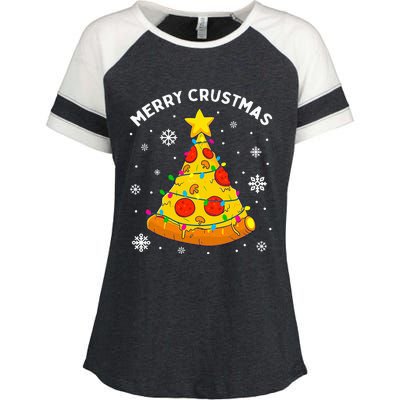 Merry Crustmas Pizza Christmas Tree Xmas Gifts Enza Ladies Jersey Colorblock Tee