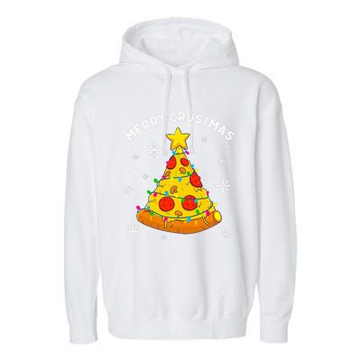 Merry Crustmas Pizza Christmas Tree Xmas Gifts Garment-Dyed Fleece Hoodie