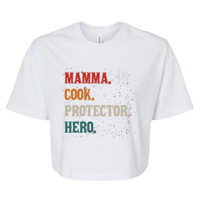 Mamma Cook Protector Hero Mom Mama Chef Cooker Profession Gift Bella+Canvas Jersey Crop Tee