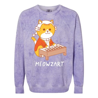 Meowzart Cat Pun Classical Music Piano Funny Colorblast Crewneck Sweatshirt