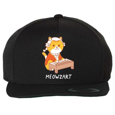 Meowzart Cat Pun Classical Music Piano Funny Wool Snapback Cap