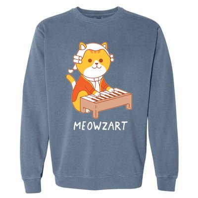 Meowzart Cat Pun Classical Music Piano Funny Garment-Dyed Sweatshirt