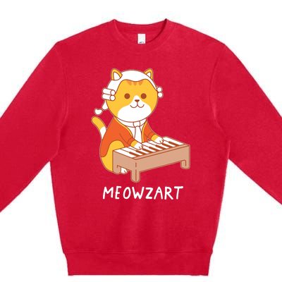 Meowzart Cat Pun Classical Music Piano Funny Premium Crewneck Sweatshirt