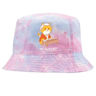 Meowzart Cat Pun Classical Music Piano Funny Tie-Dyed Bucket Hat