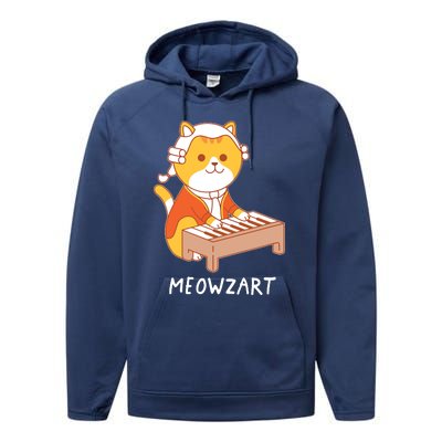 Meowzart Cat Pun Classical Music Piano Funny Performance Fleece Hoodie