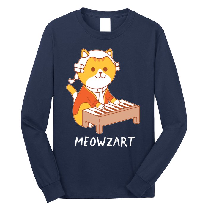 Meowzart Cat Pun Classical Music Piano Funny Long Sleeve Shirt