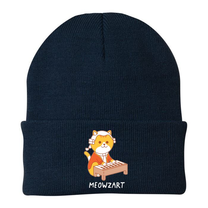 Meowzart Cat Pun Classical Music Piano Funny Knit Cap Winter Beanie