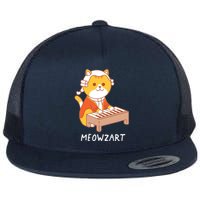 Meowzart Cat Pun Classical Music Piano Funny Flat Bill Trucker Hat