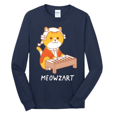 Meowzart Cat Pun Classical Music Piano Funny Tall Long Sleeve T-Shirt