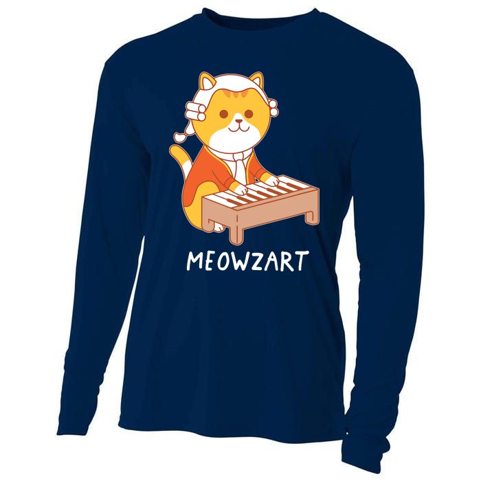 Meowzart Cat Pun Classical Music Piano Funny Cooling Performance Long Sleeve Crew