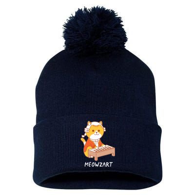 Meowzart Cat Pun Classical Music Piano Funny Pom Pom 12in Knit Beanie