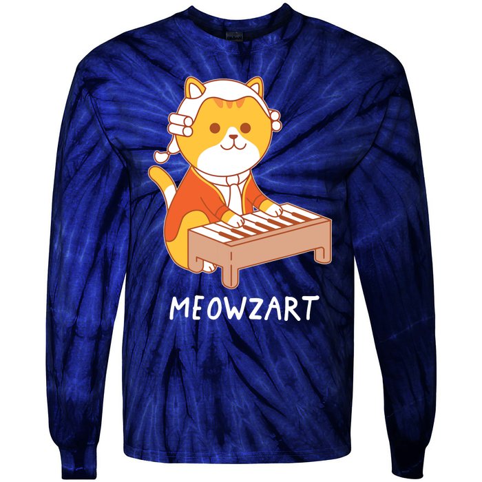 Meowzart Cat Pun Classical Music Piano Funny Tie-Dye Long Sleeve Shirt