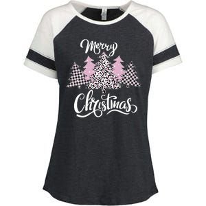 Merry Christmas Pretty And Pink Enza Ladies Jersey Colorblock Tee