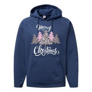 Merry Christmas Pretty And Pink Performance Fleece Hoodie