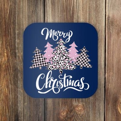 Merry Christmas Pretty And Pink Coaster