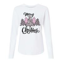 Merry Christmas Pretty And Pink Womens Cotton Relaxed Long Sleeve T-Shirt