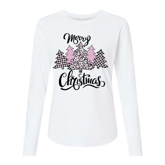 Merry Christmas Pretty And Pink Womens Cotton Relaxed Long Sleeve T-Shirt