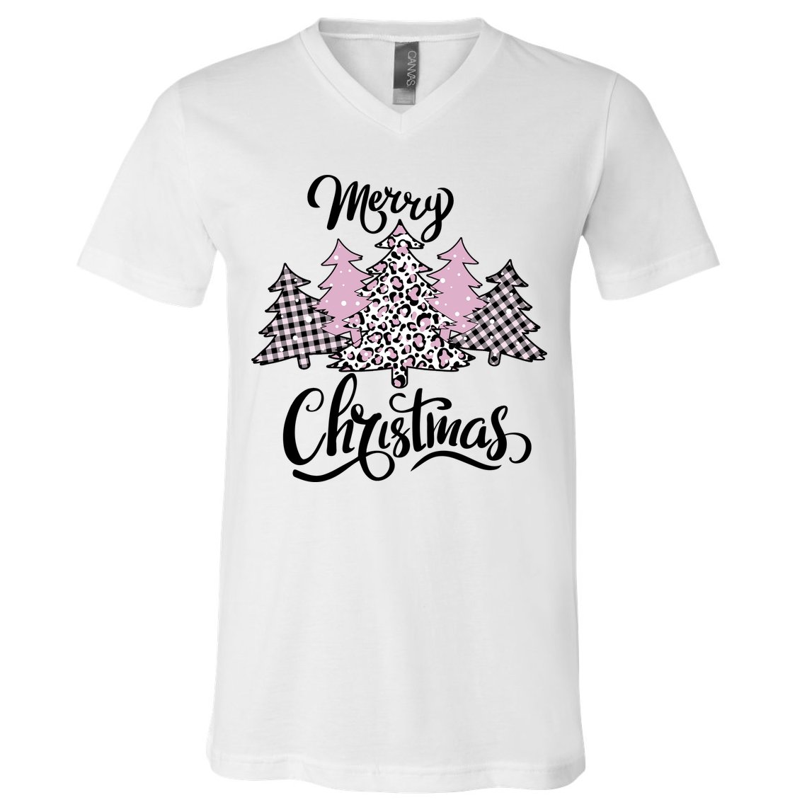 Merry Christmas Pretty And Pink V-Neck T-Shirt