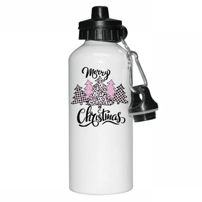 Merry Christmas Pretty And Pink Aluminum Water Bottle