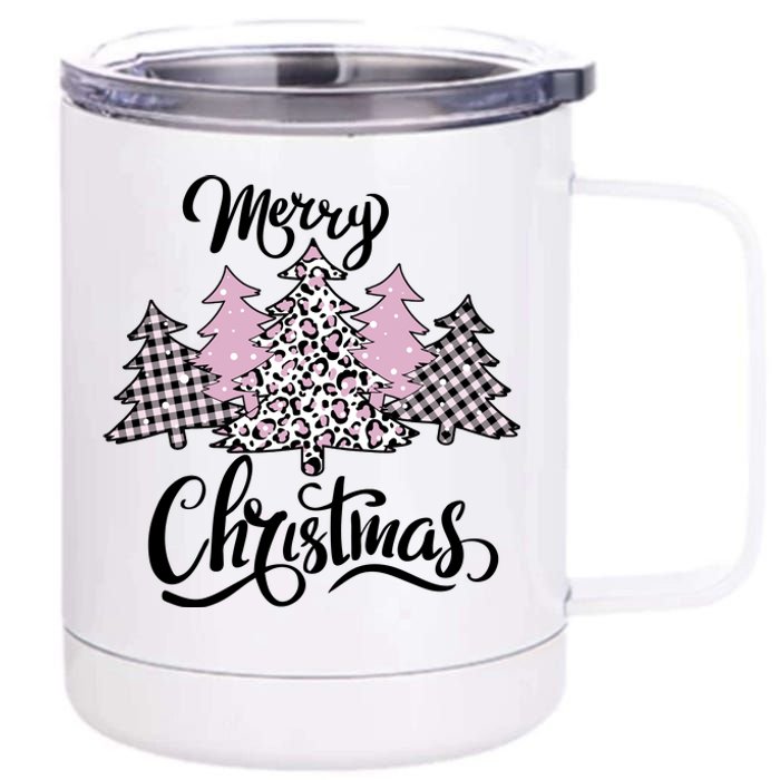 Merry Christmas Pretty And Pink 12 oz Stainless Steel Tumbler Cup