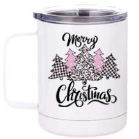 Merry Christmas Pretty And Pink 12 oz Stainless Steel Tumbler Cup