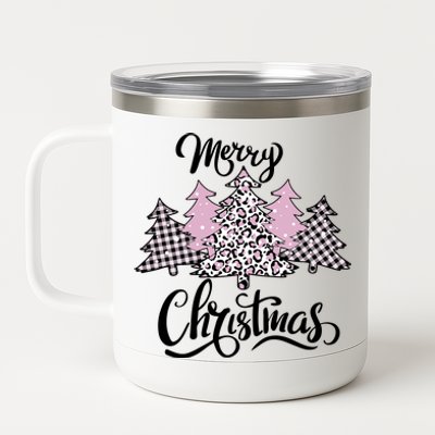 Merry Christmas Pretty And Pink 12 oz Stainless Steel Tumbler Cup