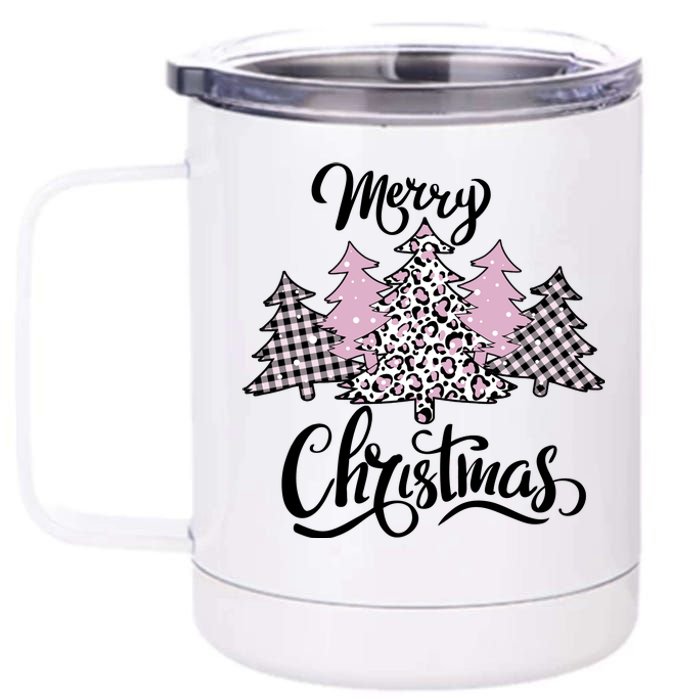 Merry Christmas Pretty And Pink 12 oz Stainless Steel Tumbler Cup