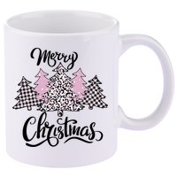 Merry Christmas Pretty And Pink 11oz C Handle Ceramic Mug