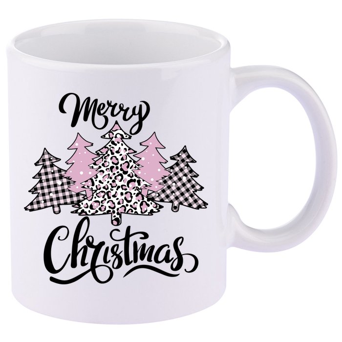Merry Christmas Pretty And Pink 11oz C Handle Ceramic Mug