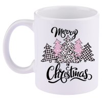Merry Christmas Pretty And Pink 11oz C Handle Ceramic Mug