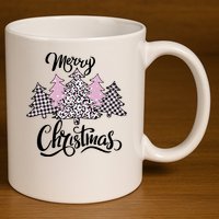 Merry Christmas Pretty And Pink 11oz C Handle Ceramic Mug