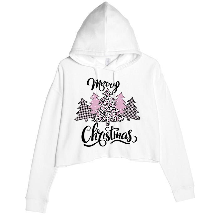 Merry Christmas Pretty And Pink Crop Fleece Hoodie