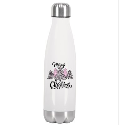 Merry Christmas Pretty And Pink Stainless Steel Insulated Water Bottle