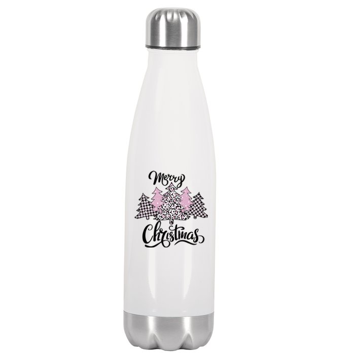 Merry Christmas Pretty And Pink Stainless Steel Insulated Water Bottle