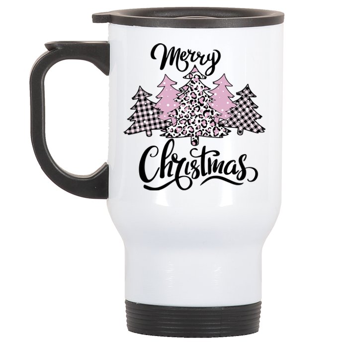 Merry Christmas Pretty And Pink Stainless Steel Travel Mug