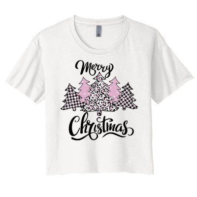 Merry Christmas Pretty And Pink Women's Crop Top Tee