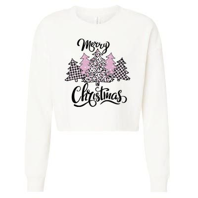 Merry Christmas Pretty And Pink Cropped Pullover Crew