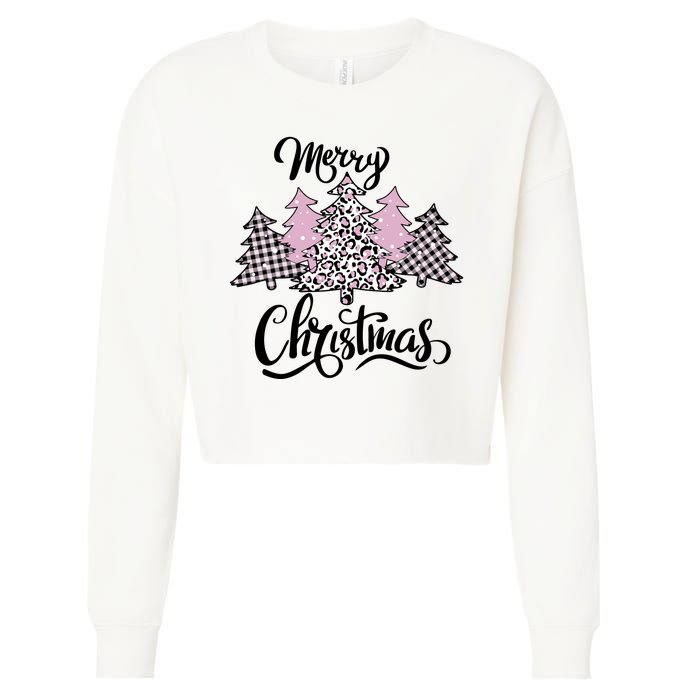 Merry Christmas Pretty And Pink Cropped Pullover Crew