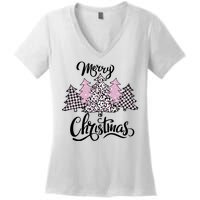 Merry Christmas Pretty And Pink Women's V-Neck T-Shirt